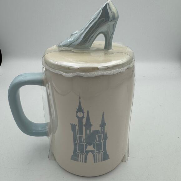 Rae Dunn Disney Princess Mug A Dream Come True Glass Slipper Lid Blue Handle - Picture 2 of 5
